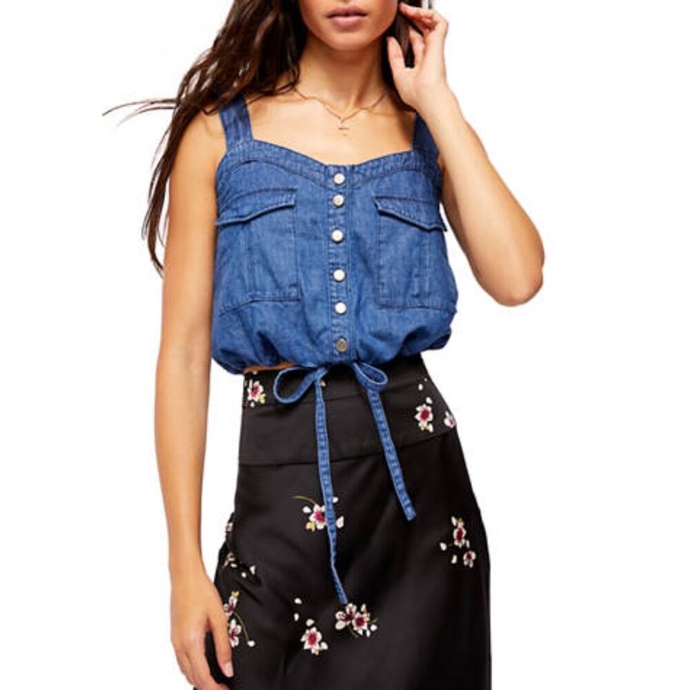 Free People We The Free Palm Desert Denim Tank Top cropped - Picture 4 of 9